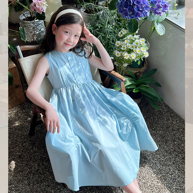 女童洋气无袖背心裙子儿童公主连衣裙大童装长裙女孩2025夏装新款