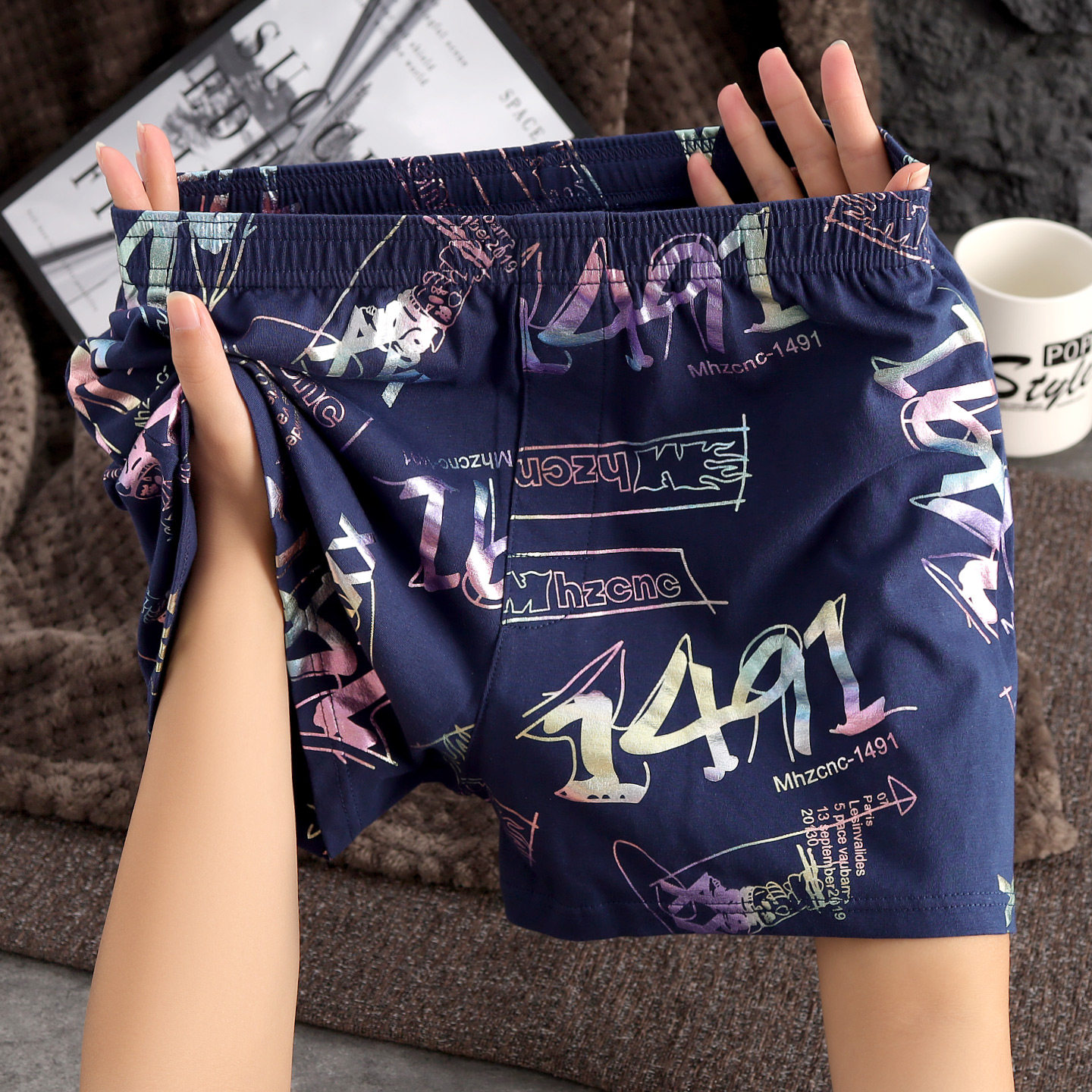 新款棉质舒适男士阿罗裤男款渐变数字印花四角裤男生中腰内搭内裤,女士内衣/男士内衣/家居服,男阿罗裤,淘宝优惠券,粉丝福利购,淘宝优惠卷