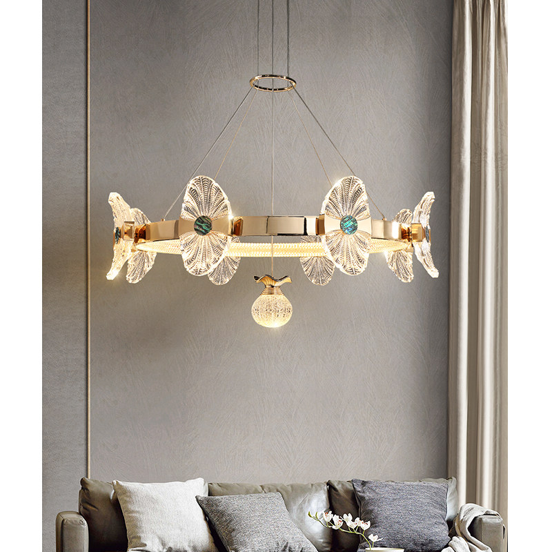 荷叶吊灯凯乔新中式贝壳