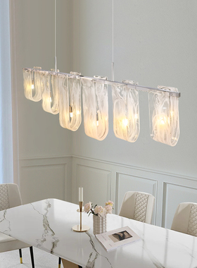 凯乔 云雾餐厅吊灯 法式轻奢奶油风长条一字吊灯吧台岛台设计师