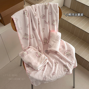 浴巾女款2025新款加厚干发帽三件套吸水速干学生宿舍可爱卡通毛巾