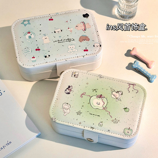 首饰收纳盒高档精致防氧化三金便携戒指项链耳饰小型饰品盒首饰盒