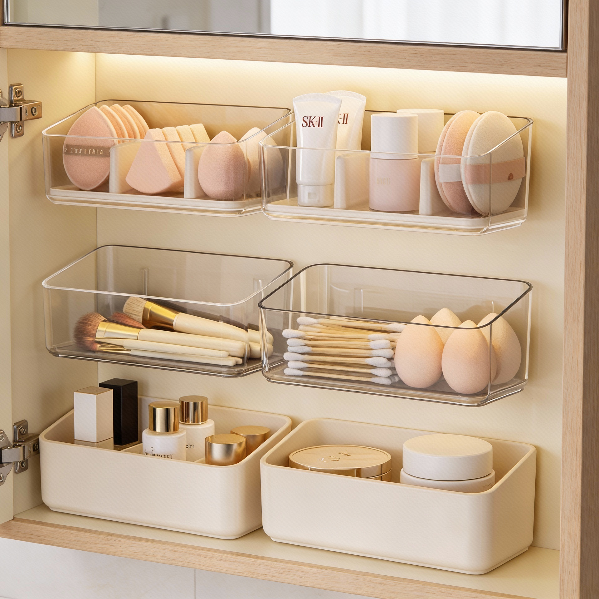 镜柜收纳盒柜内分隔卫生间浴室抽屉式化妆品口红粉扑棉签置物架,收纳整理,桌面收纳盒,淘宝优惠券,粉丝福利购,淘宝优惠卷