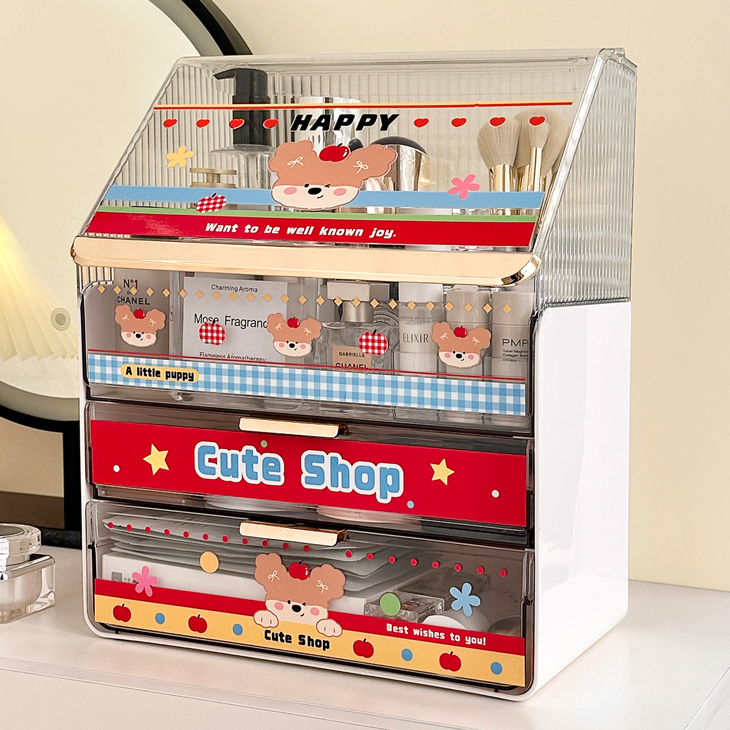 化妆品收纳盒桌面高级感口红护肤品分层抽屉式大容量梳妆台置物架