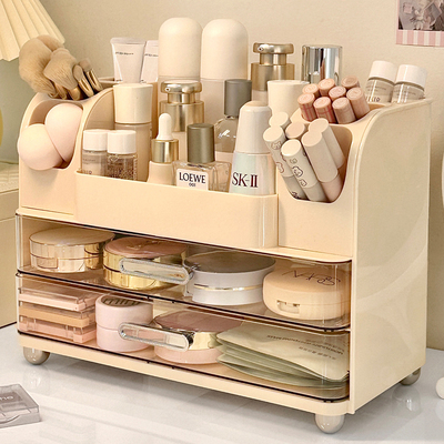 化妆品收纳盒桌面高级感防尘大容量梳妆台口红面膜护肤品置物架