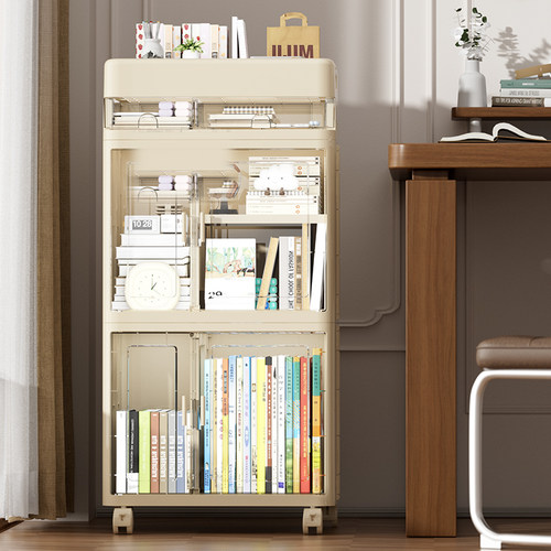 书包置物架可移动小推车书本收纳架家用多层书桌学生桌下滑轮柜