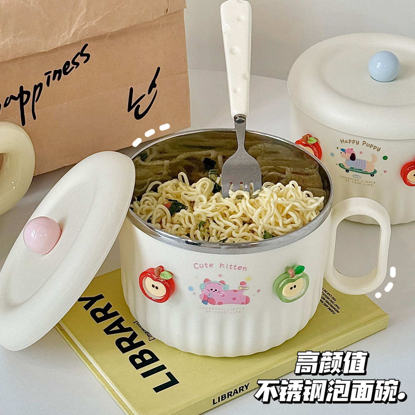 泡面碗带盖不锈钢拌面碗