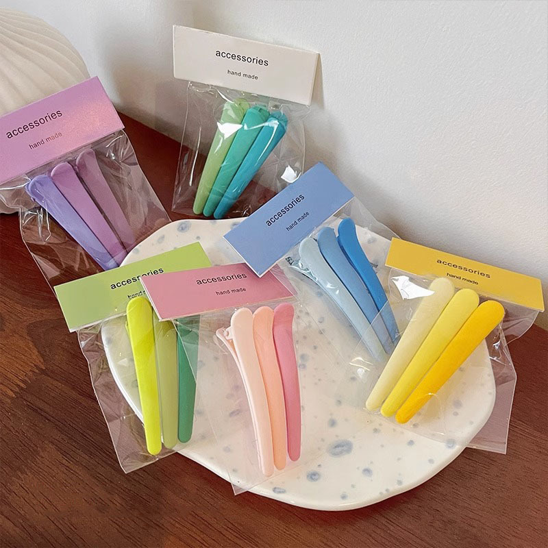 韩国糖果色无痕发夹ins网红渐变彩色鸭嘴夹侧边边夹女式bb夹头饰