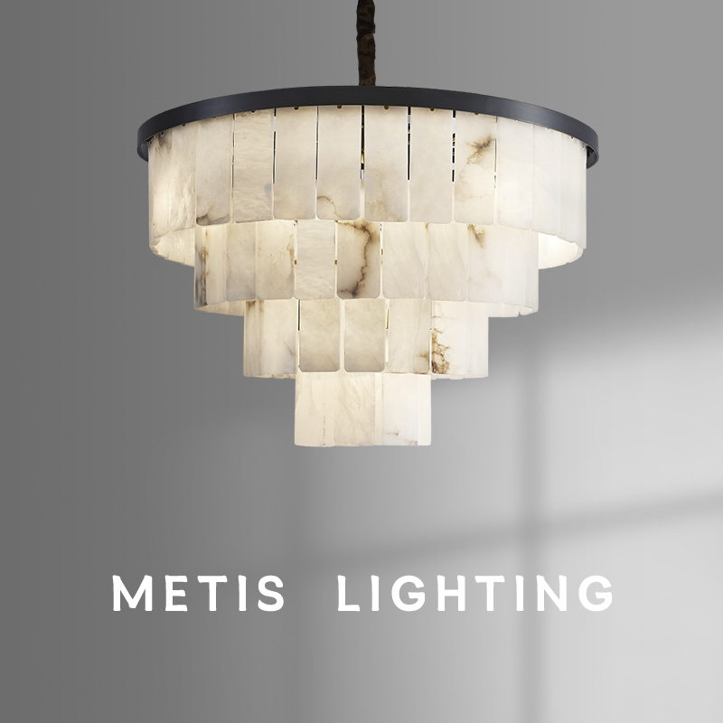 西班牙云石吊灯全铜客厅现代简约设计师圆形卧室餐厅复式楼大吊灯