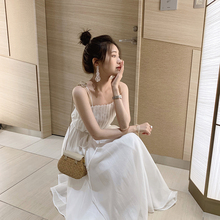 超仙甜美雪纺连衣裙女收腰显瘦气质压褶仙女吊带裙 2019夏季 新款