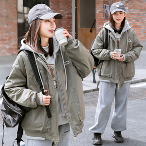 少女派克服秋冬季2024新款加棉加厚外套15岁女孩初中高中学生冬装