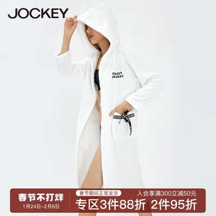 JOCKEY女睡衣睡袍双面加绒舒适保暖休闲家居服长款浴袍国际正品