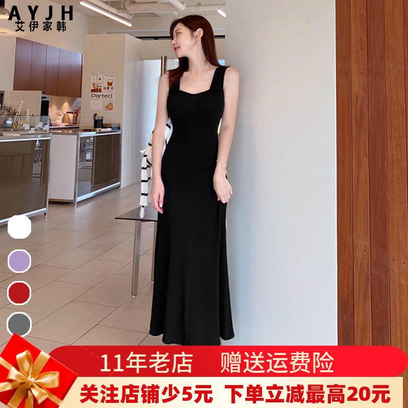 高端带胸垫莫代尔掐腰背心长裙气质极简无袖连衣裙夏女显瘦纯欲风