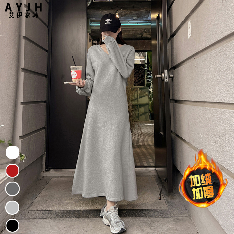 高级感卫衣裙女冬季加绒大摆裙