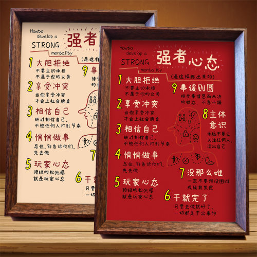 强者心态自我激励书房摆件相框