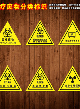 垃圾分类标贴纸医疗废弃物当心电离辐射废物暂存间标志标识TMP36