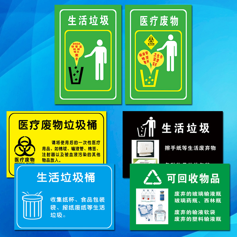 医院医疗废物垃圾桶分类标志标识牌生活垃圾可回收物品标示贴tmp