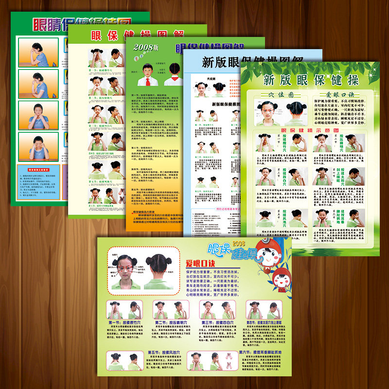 新版眼保健操图解宣传画海报挂图眼睛保健操展板视力表贴纸墙贴纸