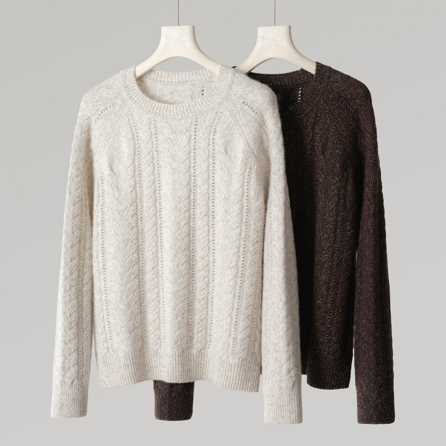 Z.M.R 镂空氛围感 3股花纱100%纯山羊绒衫女扭花针织衫慵懒毛衣