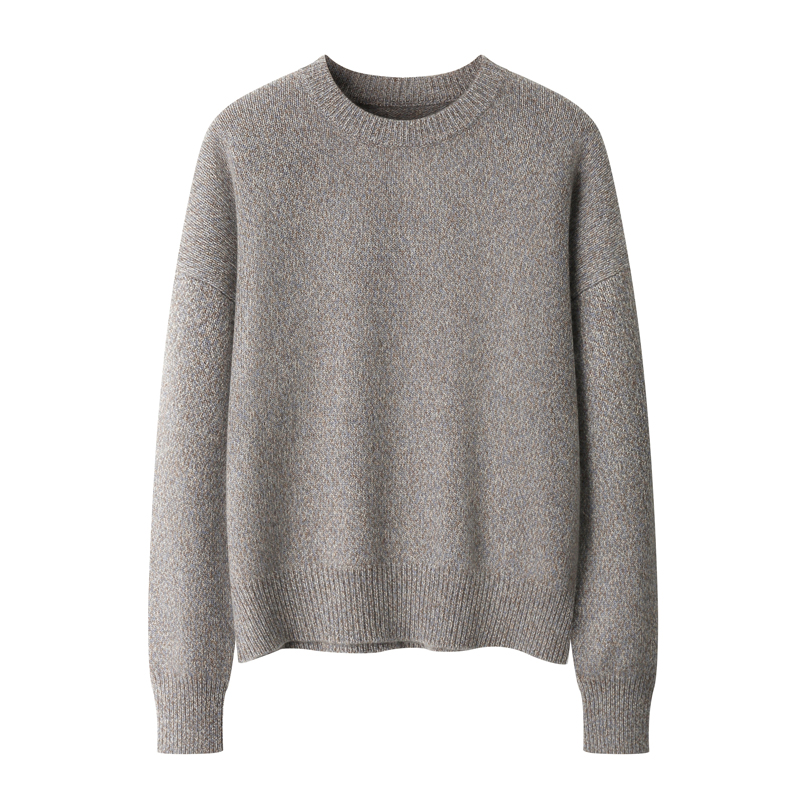 【康赛妮7针3股加厚】花纱100%山羊绒圆领针织衫女套头毛衣软糯