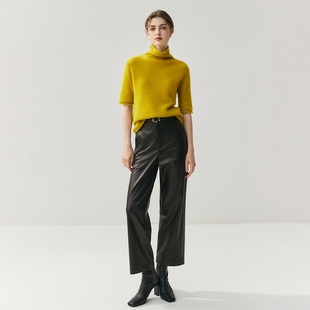 针织毛衣女简约百搭 75%山羊绒25%桑蚕丝堆堆领半袖 臻 康宝莱纱