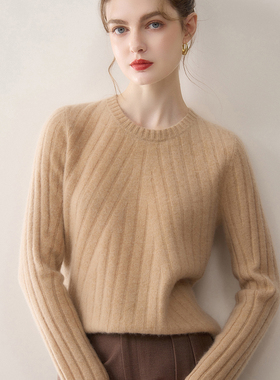 Z.M.R【小禾全羊绒】肌理感软糯100%纯山羊绒衫女针织衫圆领毛衣