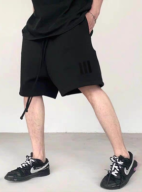 ESSENTIALS ZONE休闲宽松运动短裤高街抽绳三条杠男FOG复线五分裤