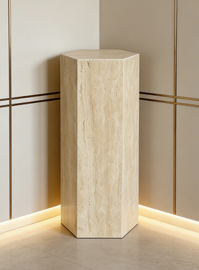 六边形天然洞石大理石摆件底座