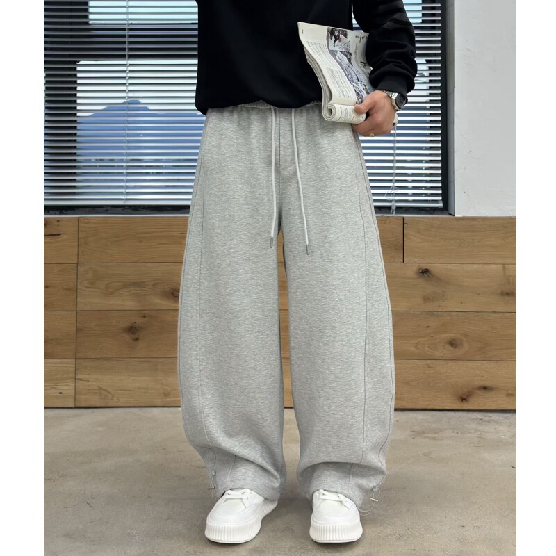 美式复古弯刀阔腿男士水洗卫裤