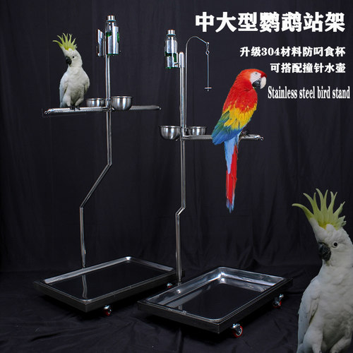 大鹦鹉站架大型双鸟鹦鹉鸟架不锈钢架子栖息超大号架养落地鹦鹉7