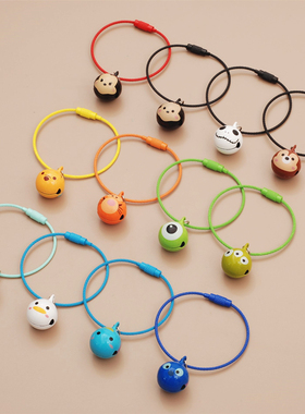 可爱tsum毛怪大眼仔维尼熊可爱卡通小号铃铛钢丝绳钥匙扣挂件包邮