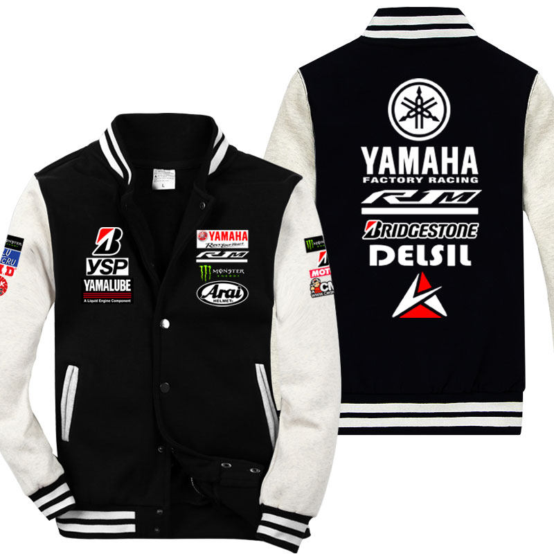 加绒棒球服男YAMAHA雅马哈R1M摩托车motogp厂队重机车骑行服外套