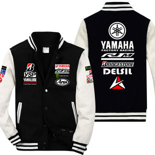 加绒棒球服男YAMAHA雅马哈R1M摩托车motogp厂队重机车骑行服外套