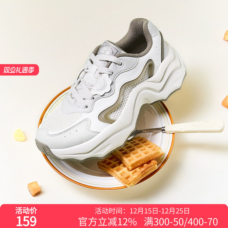 361度饺子鞋女鞋运动鞋2025年秋季361度女复古文化鞋