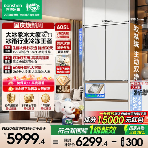 容声大冰象605冰箱行业冷冻王者