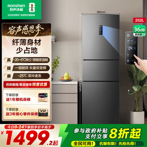 行业爆款|容声252L一级节能风冷