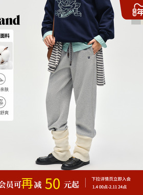 Eland衣恋休闲裤女宽松显瘦休闲抽绳束脚裤2025冬季新款