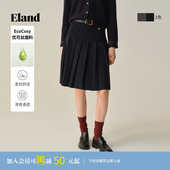 百褶裙2025冬季 Eland衣恋半身裙女学院风中长款 新款 优可丝