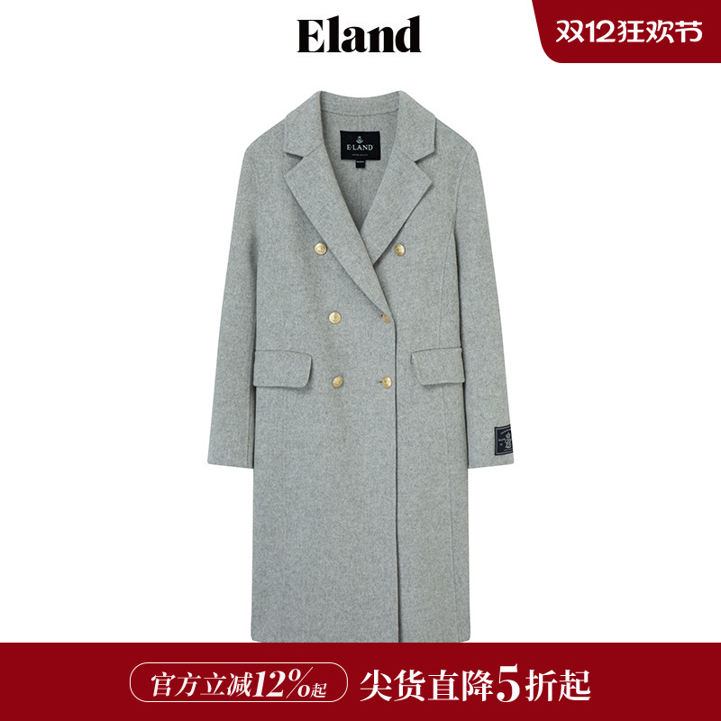 ELAND学院风毛呢外套羊毛大衣