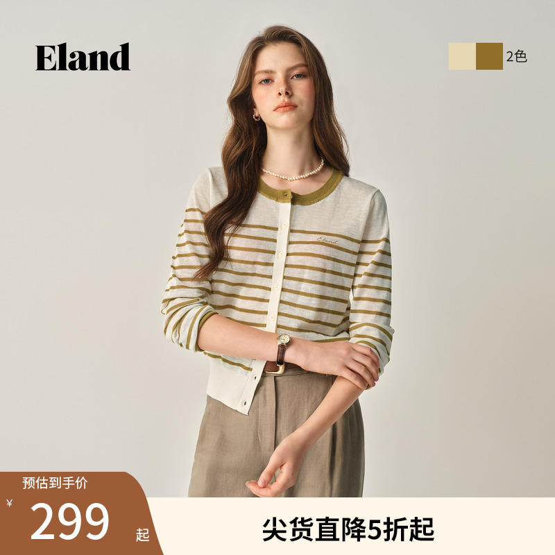 ELAND毛针织衫单排扣长袖
