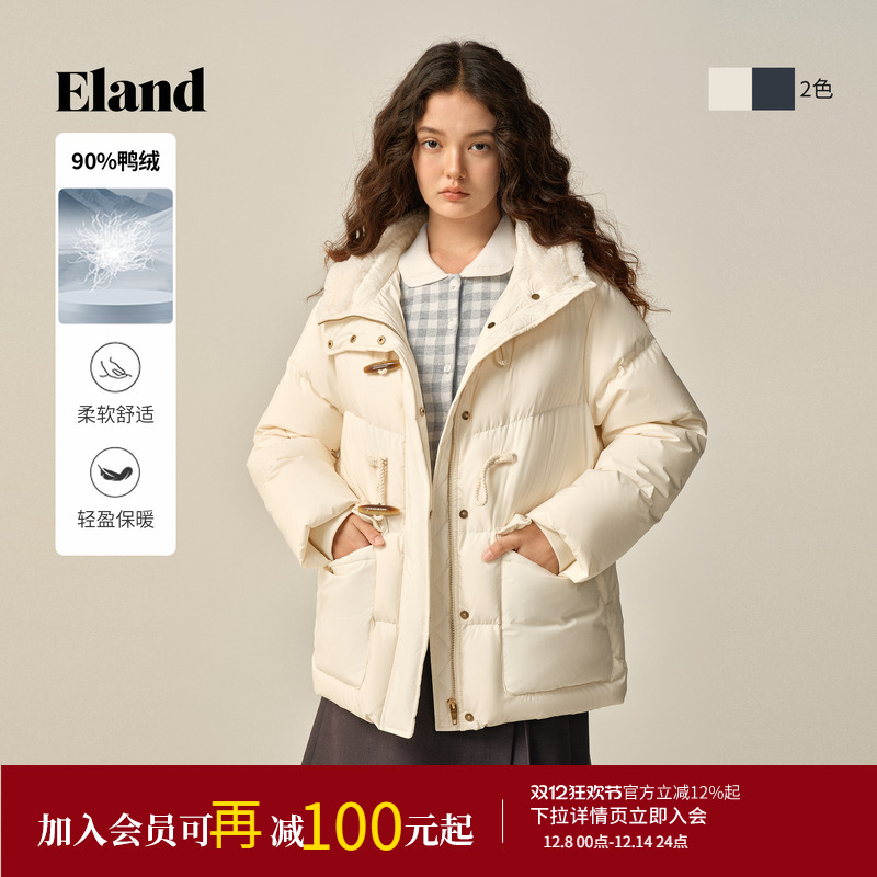 ELAND羽绒服连帽长袖鸭绒