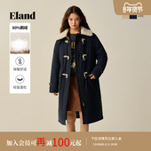 鹅绒 Eland衣恋羽绒服女直筒微收腰毛领牛角扣外套2025冬新款
