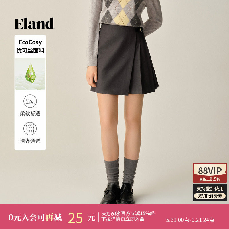 【优可丝】Eland衣恋短裤女宽松裙裤不易皱休闲裤冬季新款