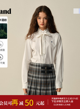 【莫代尔】Eland衣恋衬衫女时尚通勤飘带领纯色上衣2025冬季新款