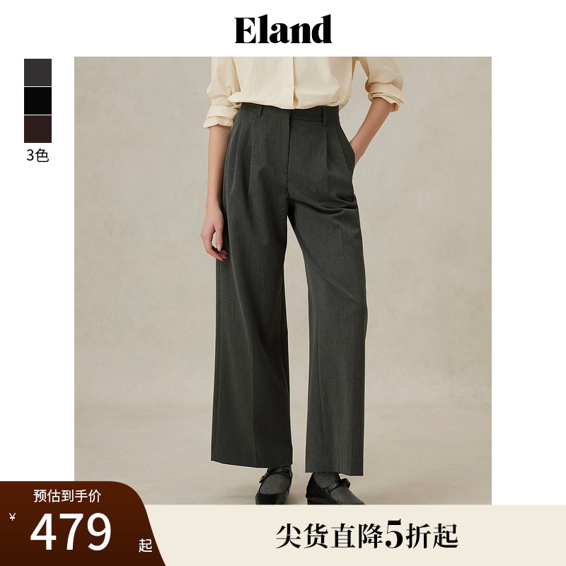 ELAND寬松闊腿直筒長褲西裝褲