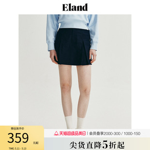 新款 Eland衣恋短裤 女休闲小A字型休闲俏皮褶裥裙裤 2024夏季