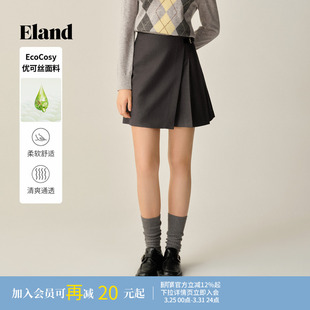 优可丝 冬季 Eland衣恋短裤 不易皱休闲裤 新款 女宽松裙裤