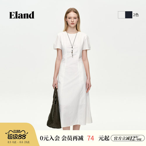 ELAND短袖圆领通勤连衣裙