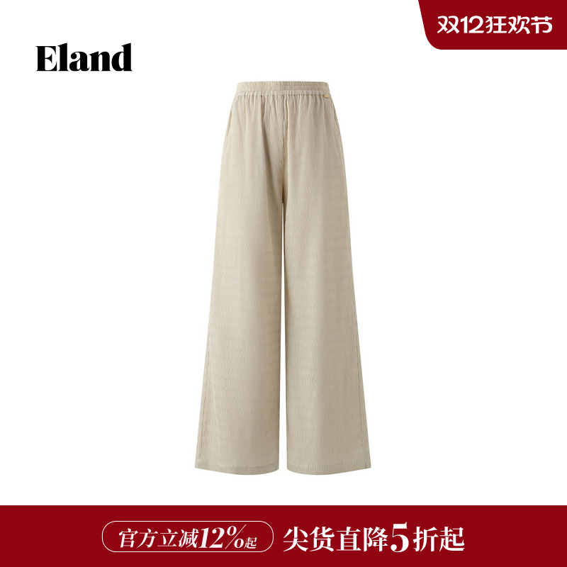 ELAND休闲裤松紧直筒阔腿
