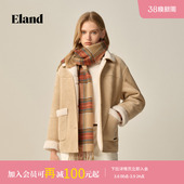 Eland衣恋仿羊羔绒外套摇粒绒外套女大口袋短外套2025冬季 新款